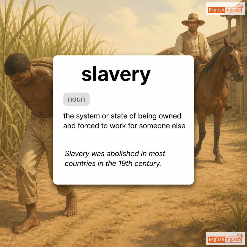 slavery definition card — visual illustration of the meaning