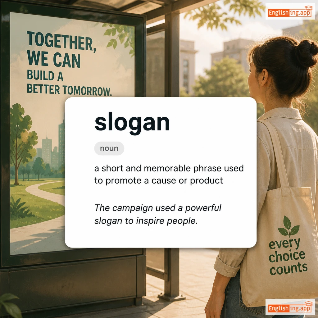 slogan definition card — visual illustration of the meaning