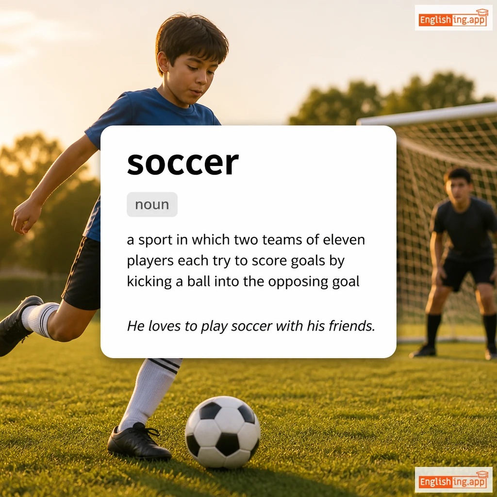 soccer definition card — visual illustration of the meaning