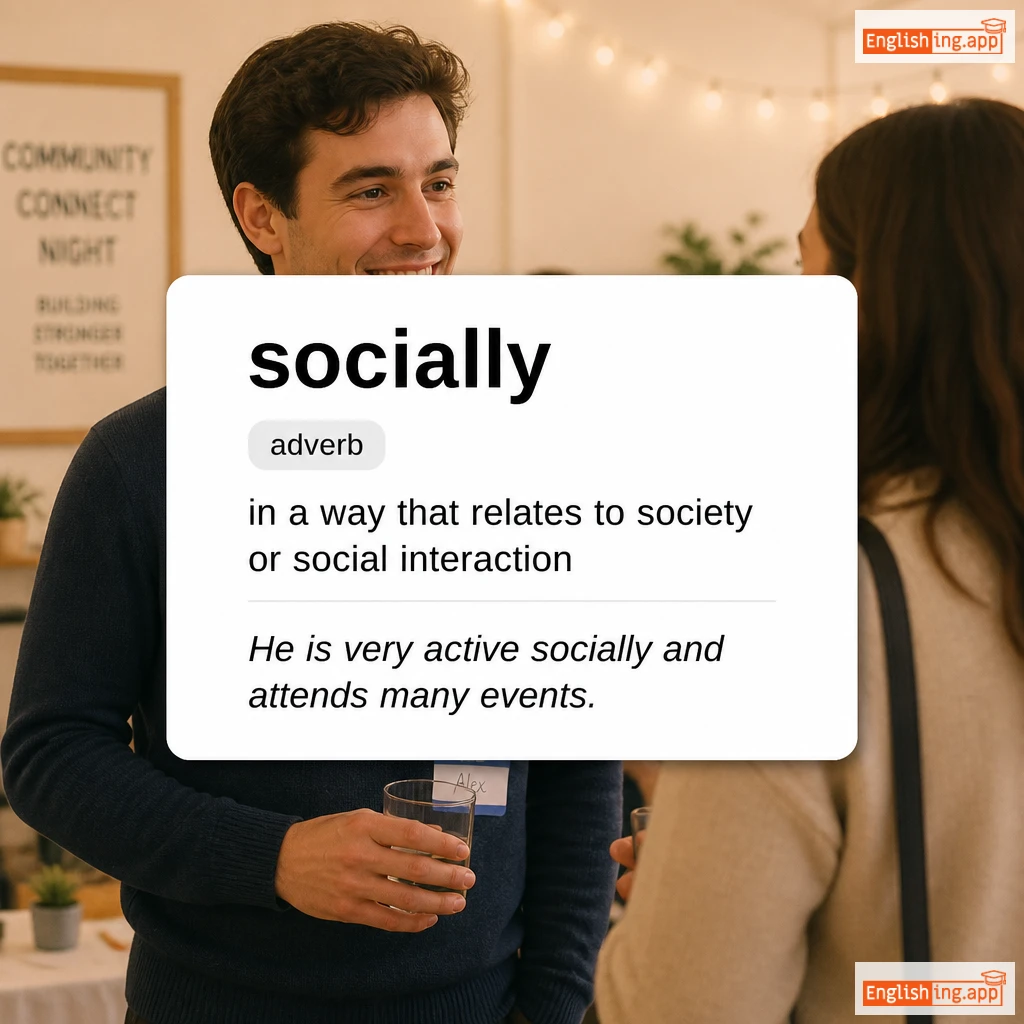 socially definition card — visual illustration of the meaning