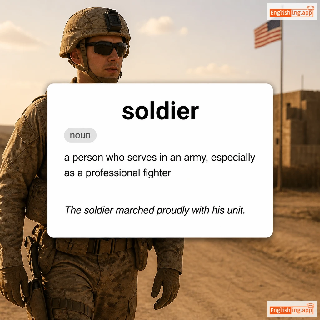 soldier definition card — visual illustration of the meaning