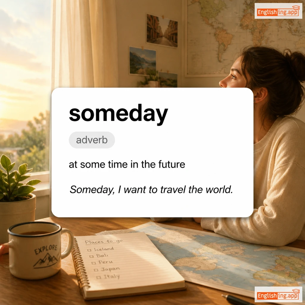 someday definition card — visual illustration of the meaning