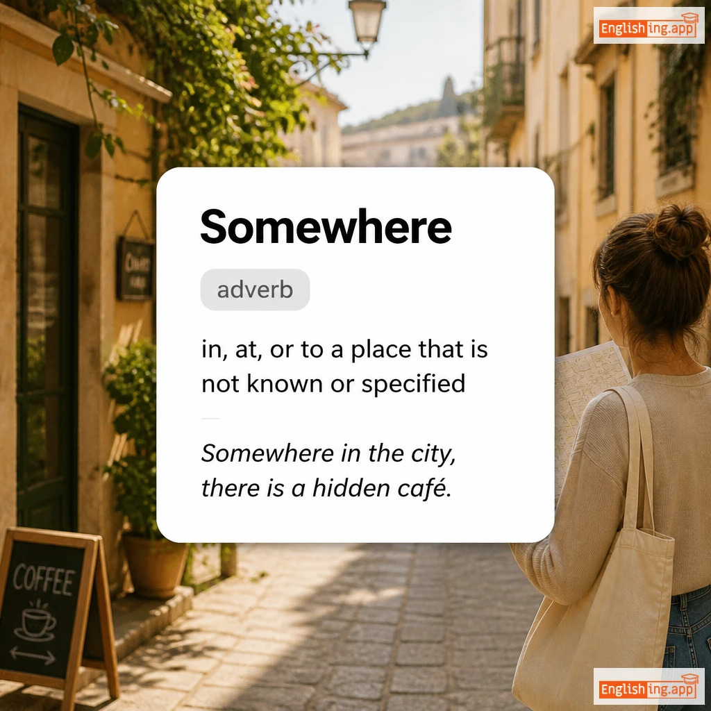 Somewhere definition card — visual illustration of the meaning