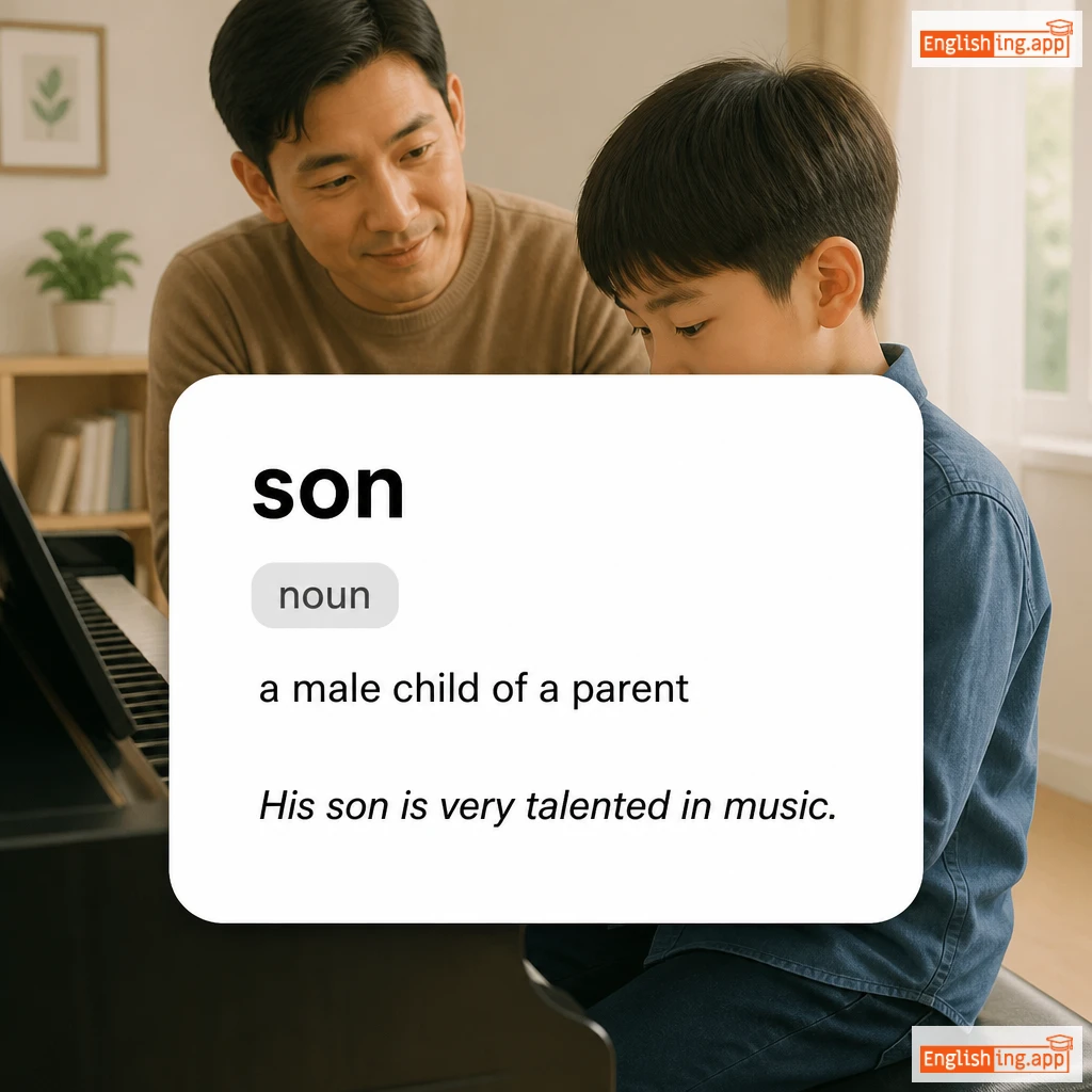 son definition card — visual illustration of the meaning