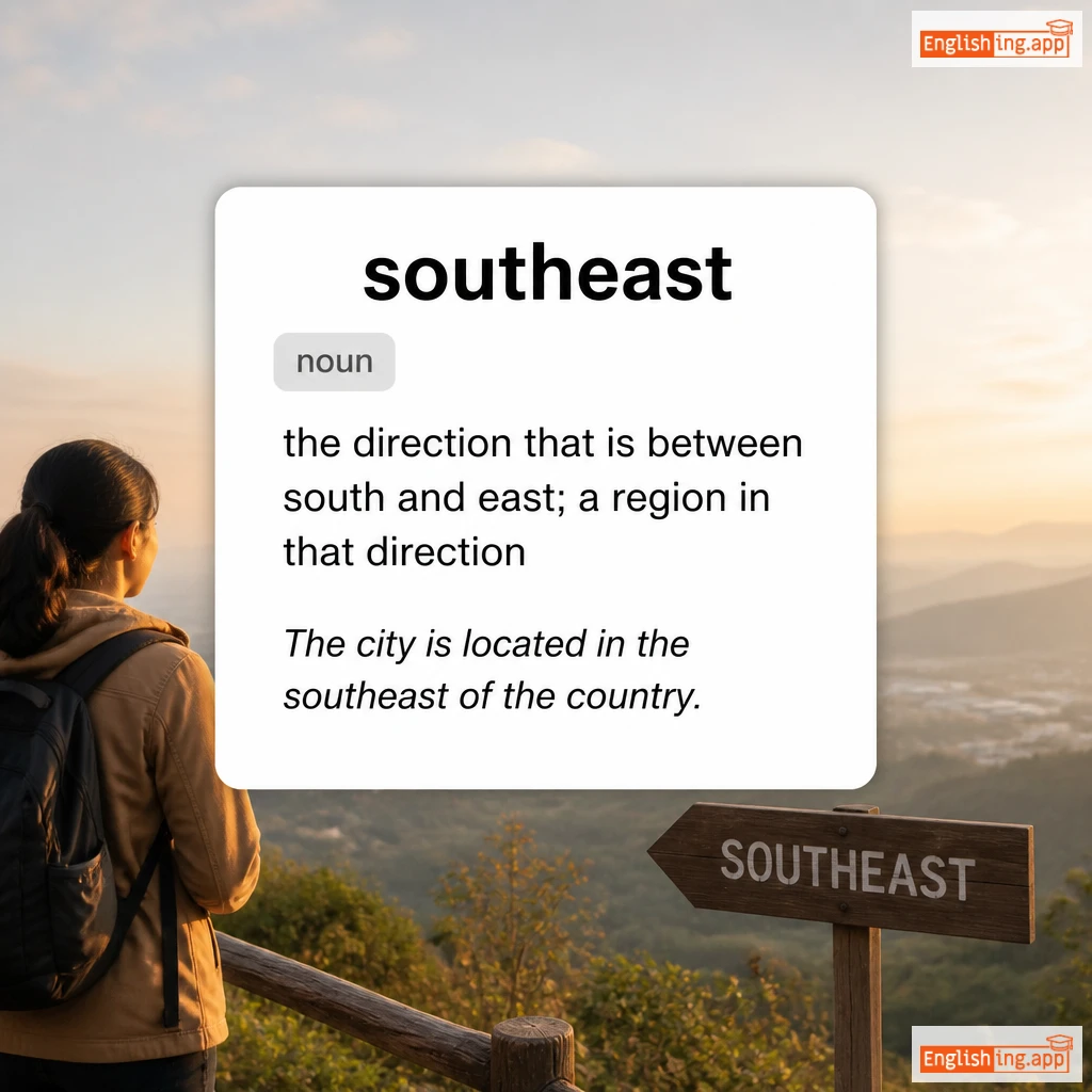 southeast definition card — visual illustration of the meaning