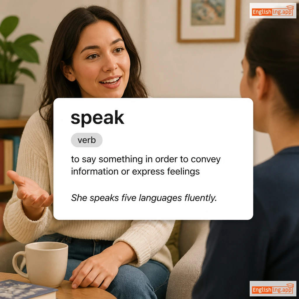 speak definition card — visual illustration of the meaning