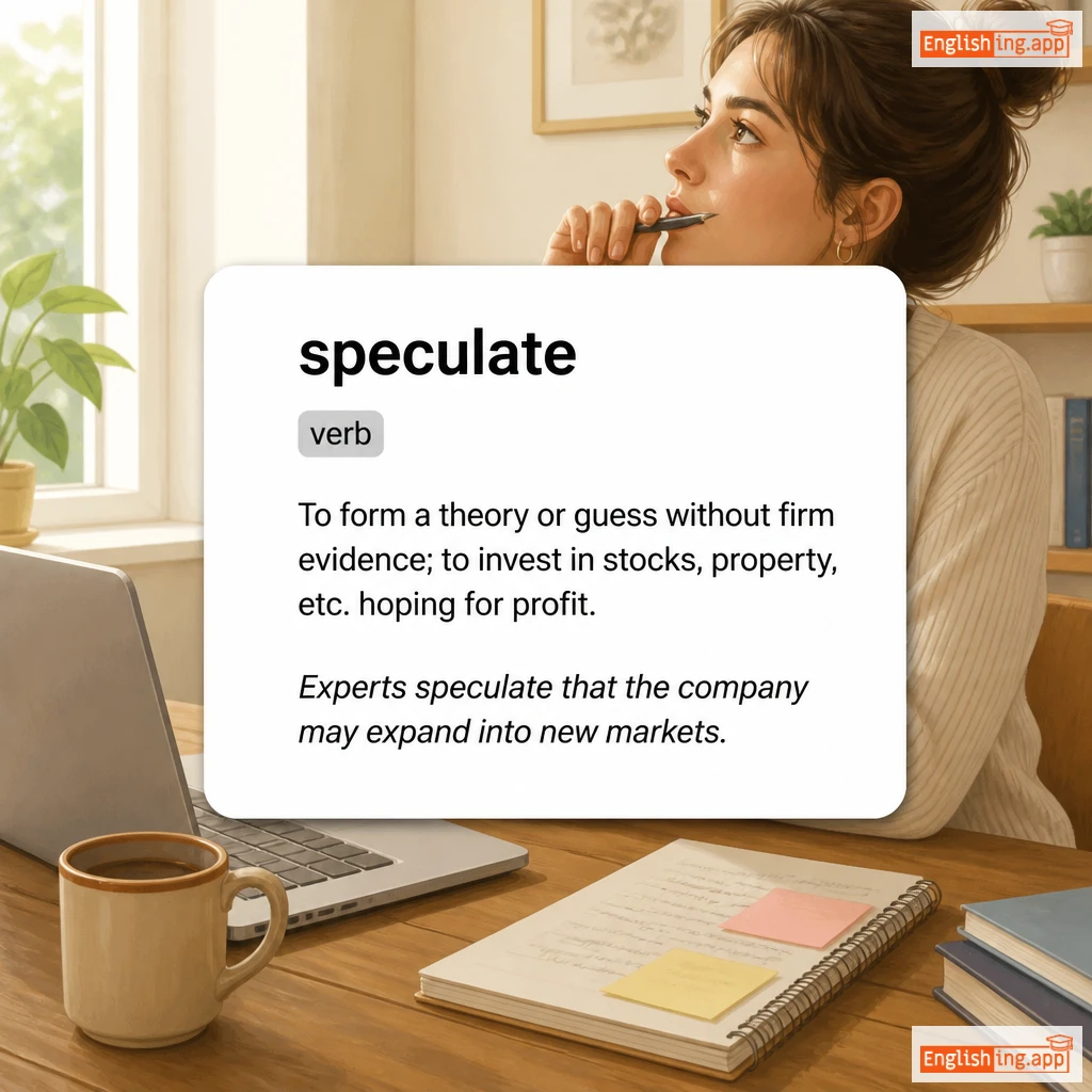 speculate definition card — visual illustration of the meaning