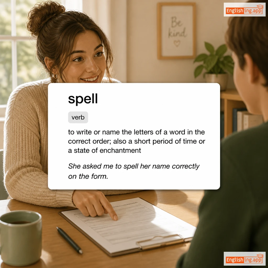spell definition card — visual illustration of the meaning