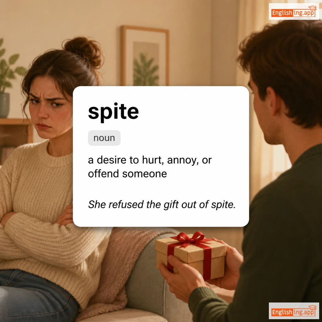spite definition card — visual illustration of the meaning