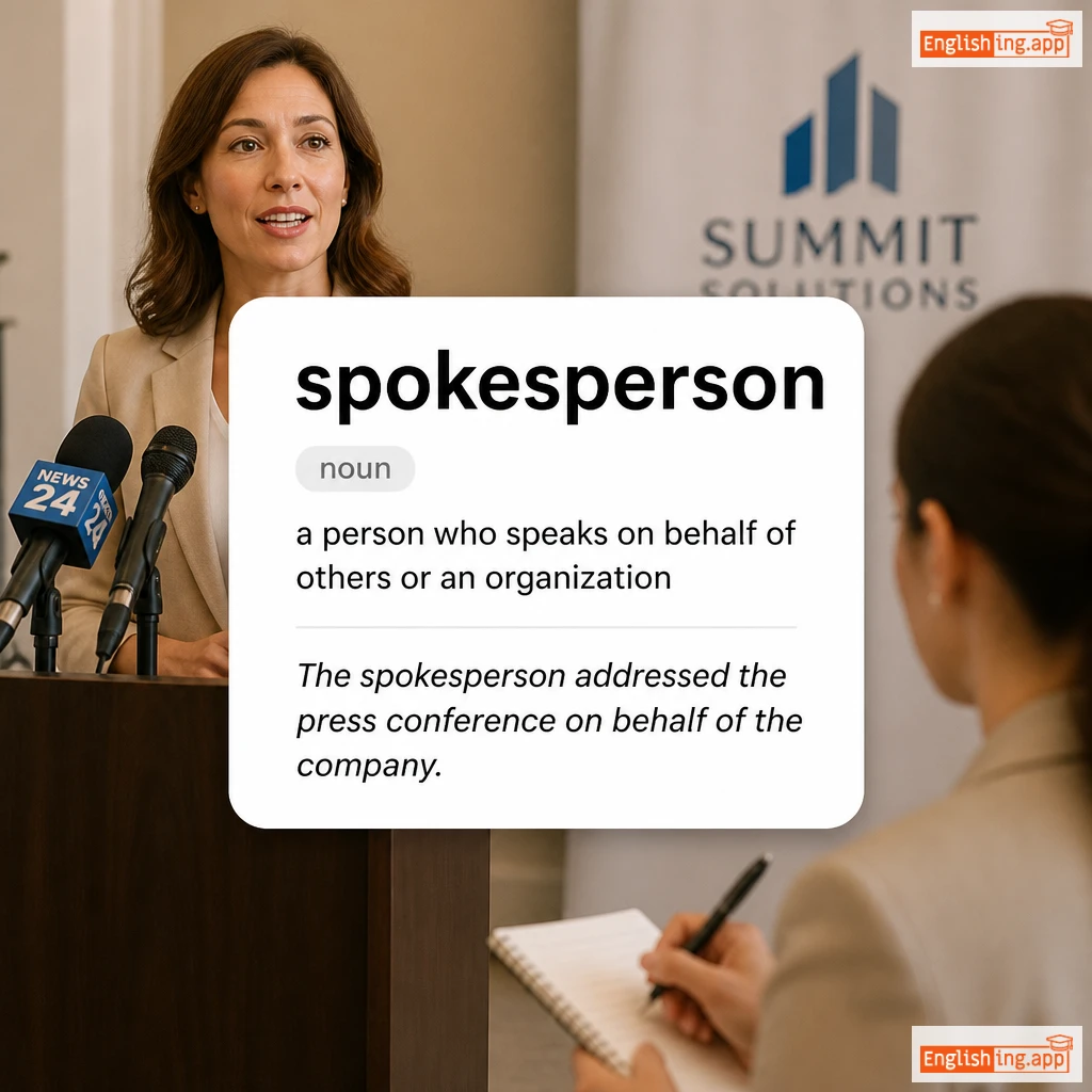 spokesperson definition card — visual illustration of the meaning