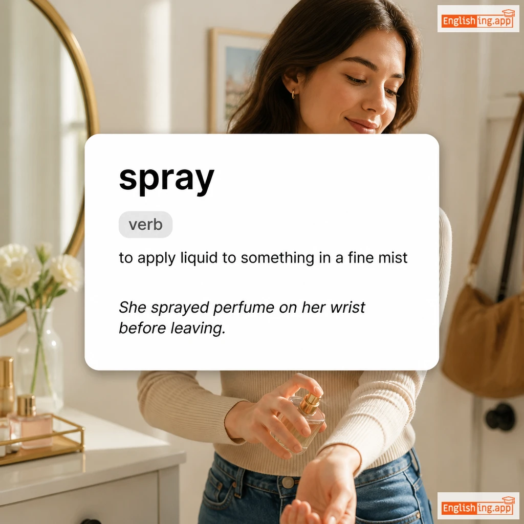 spray definition card — visual illustration of the meaning