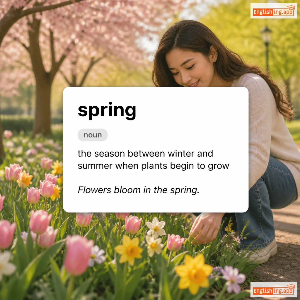 spring definition card — visual illustration of the meaning