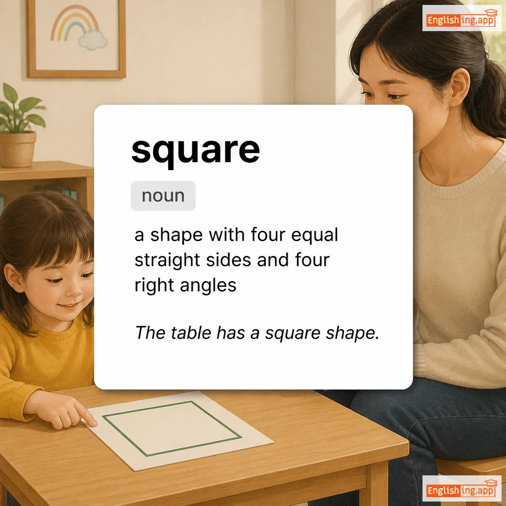 square definition card — visual illustration of the meaning