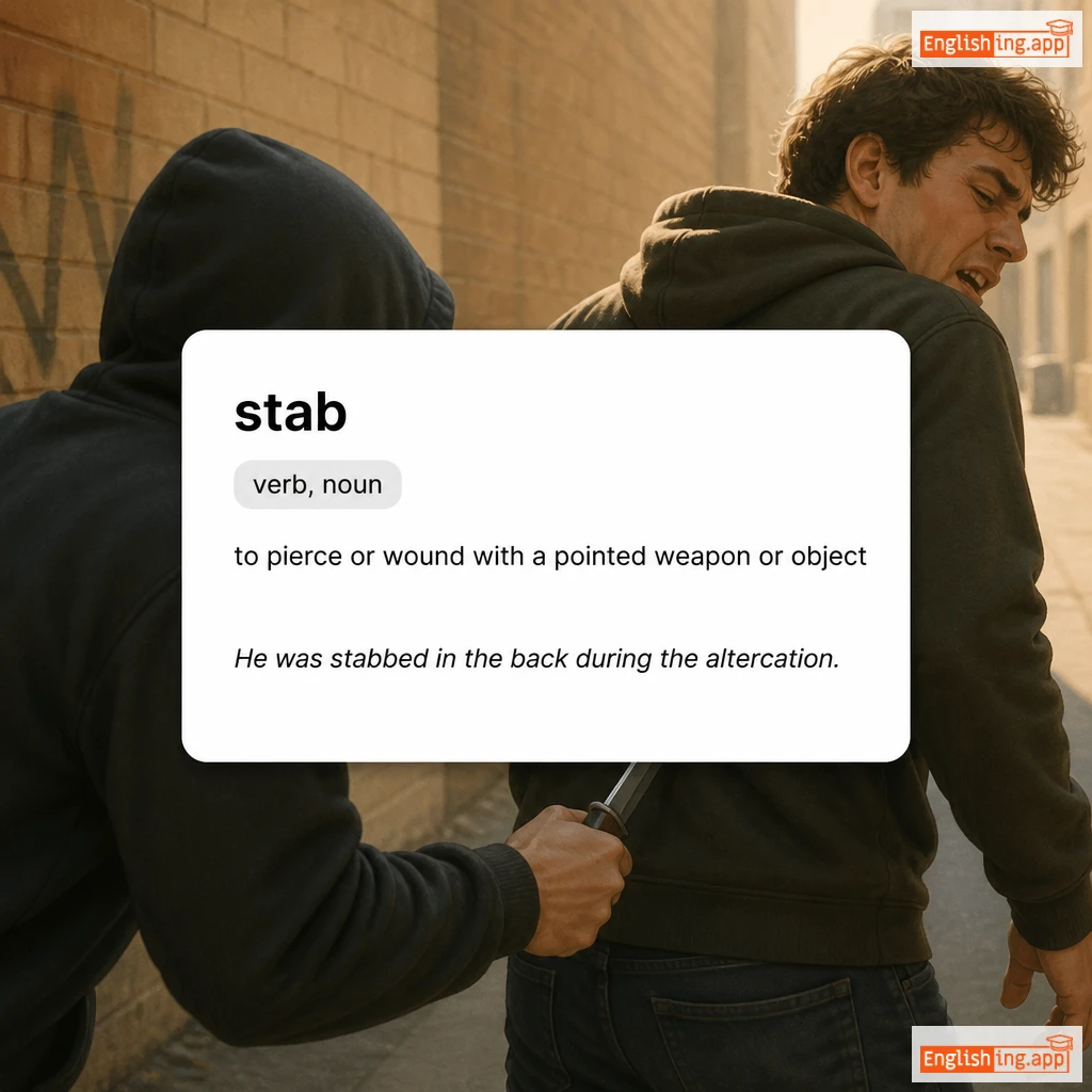 stab definition card — visual illustration of the meaning