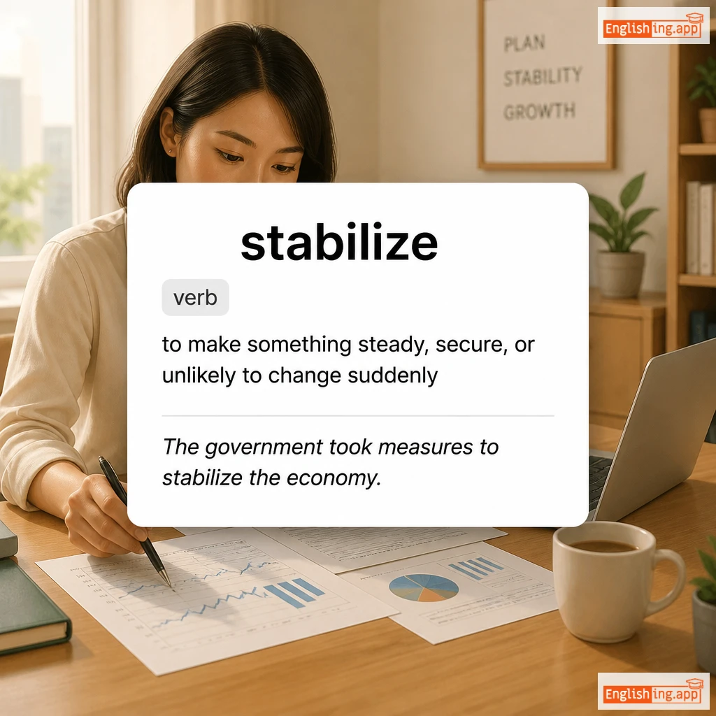 stabilize definition card — visual illustration of the meaning