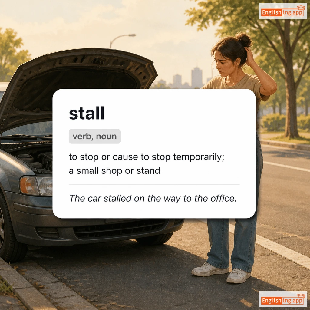 stall definition card — visual illustration of the meaning