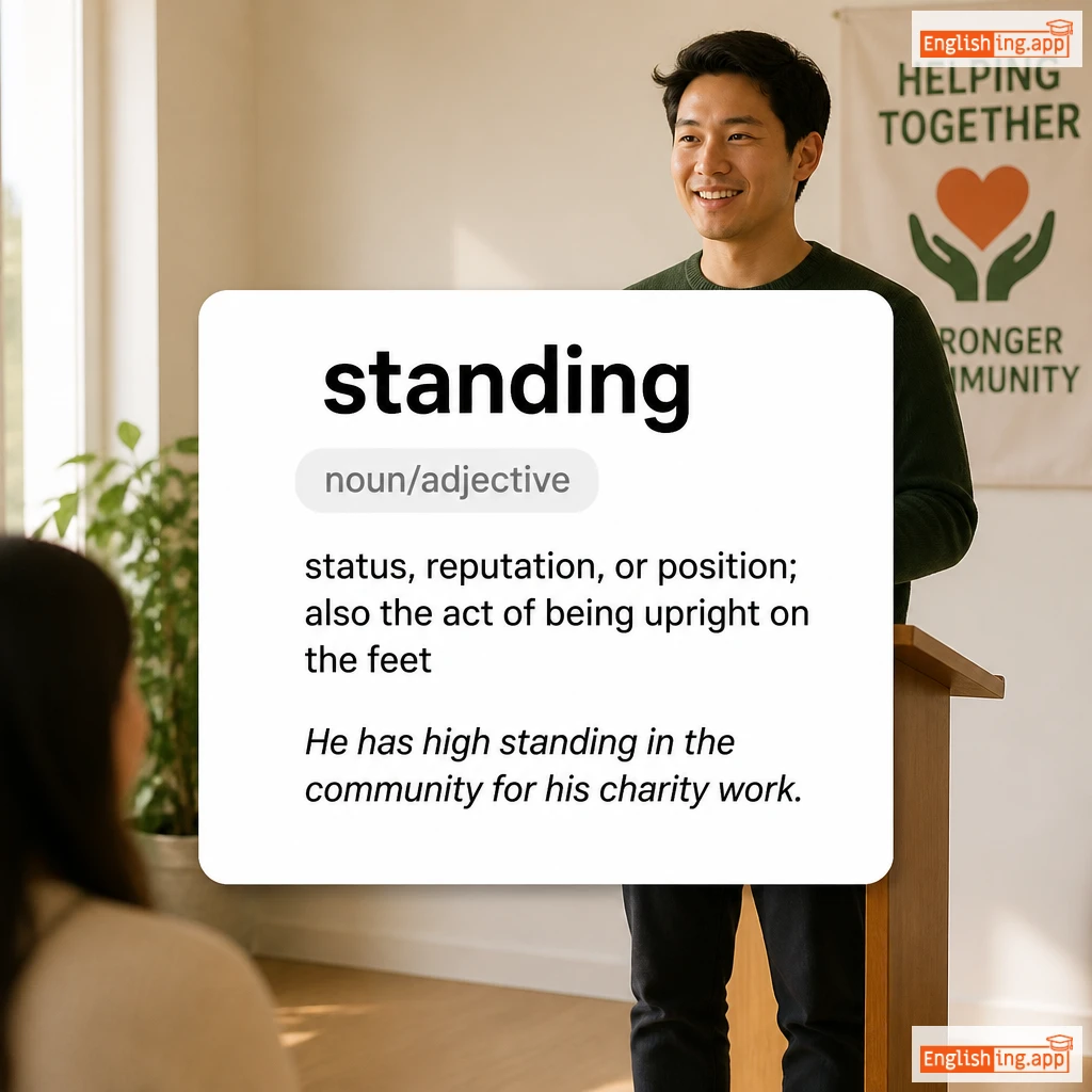standing definition card — visual illustration of the meaning