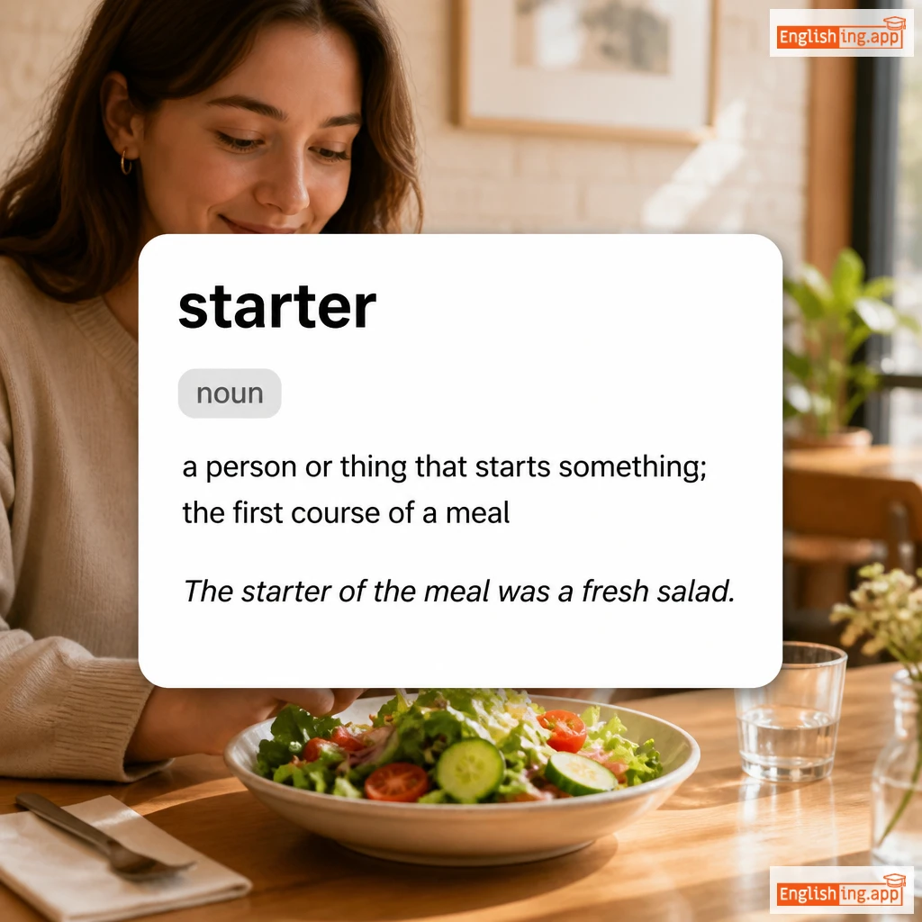 starter definition card — visual illustration of the meaning