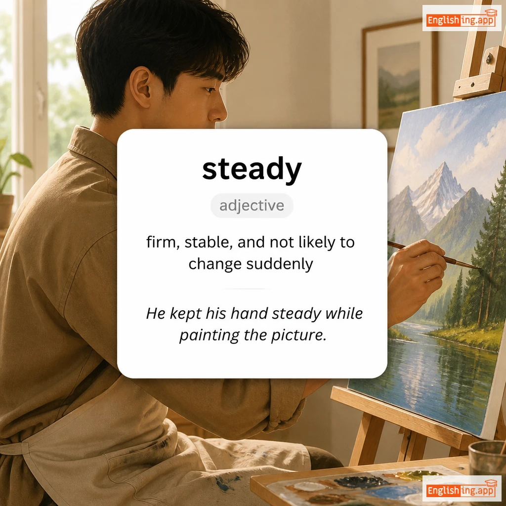 steady definition card — visual illustration of the meaning