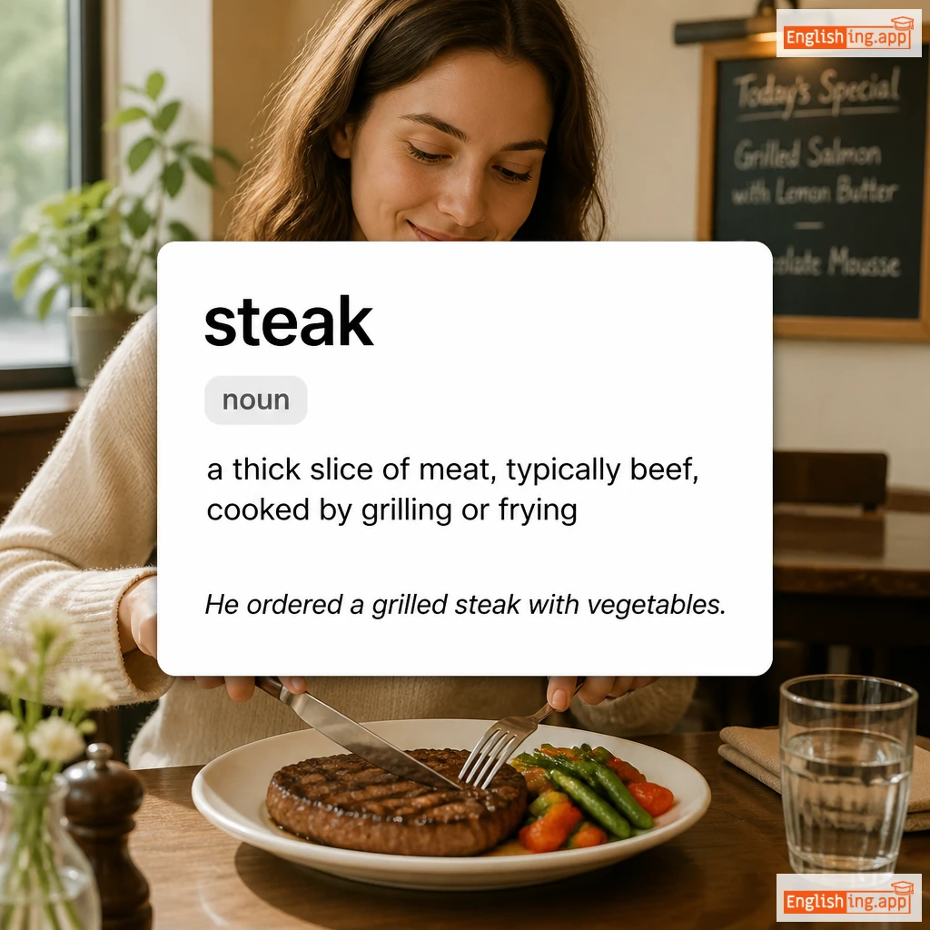 steak definition card — visual illustration of the meaning