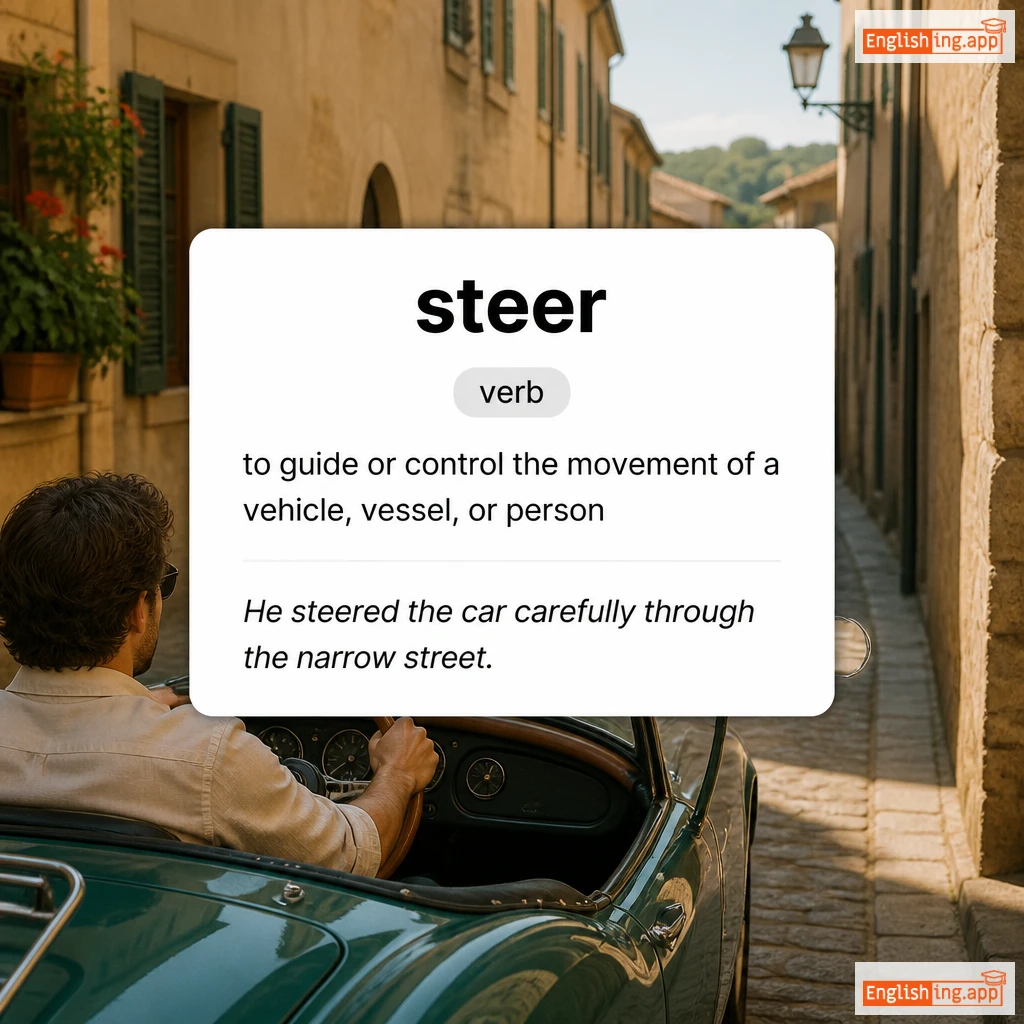 steer definition card — visual illustration of the meaning