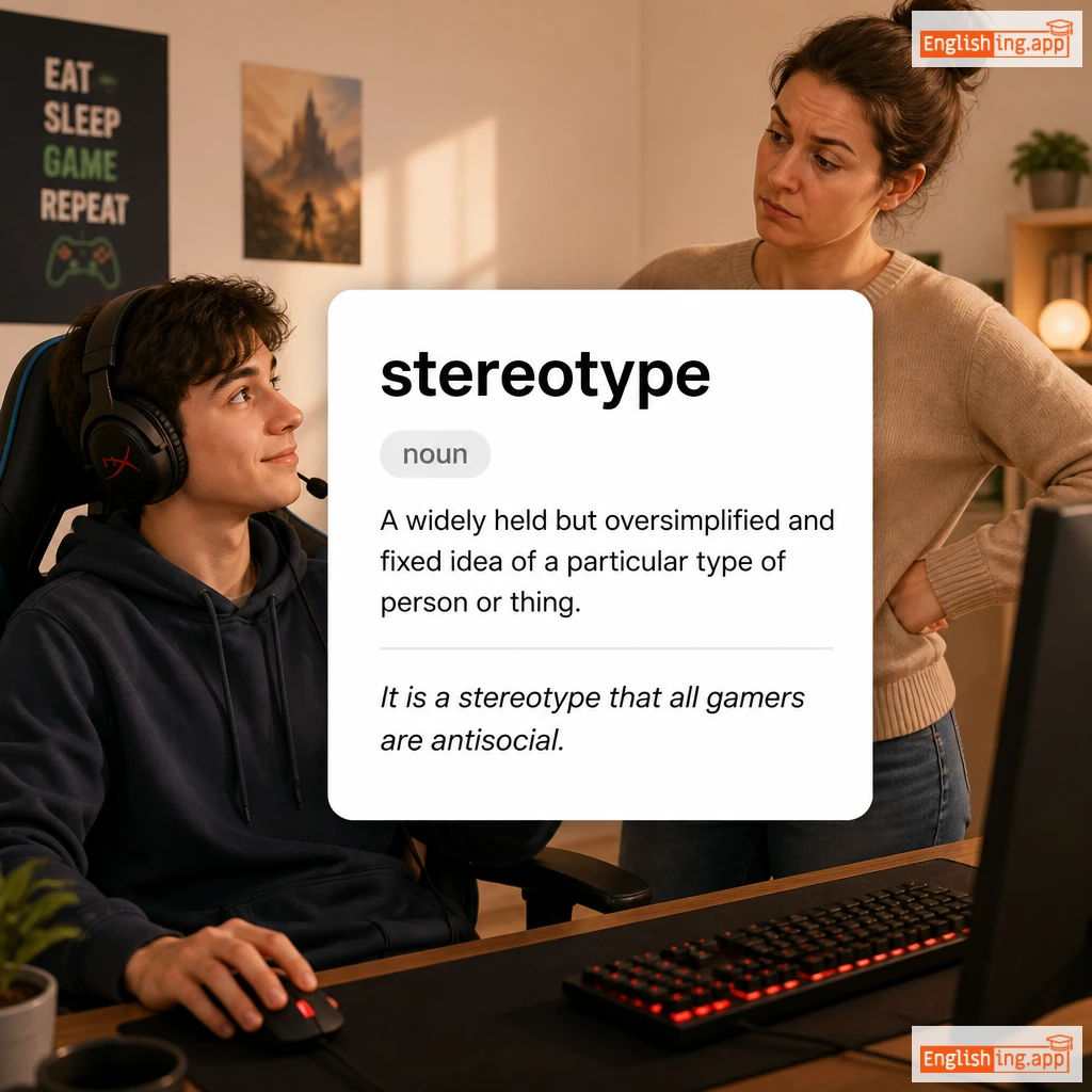stereotype definition card — visual illustration of the meaning