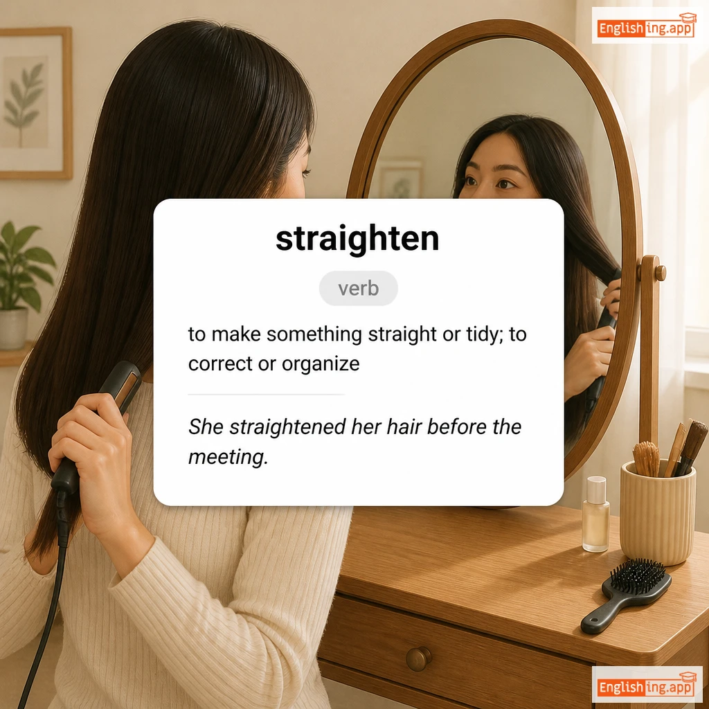 straighten definition card — visual illustration of the meaning