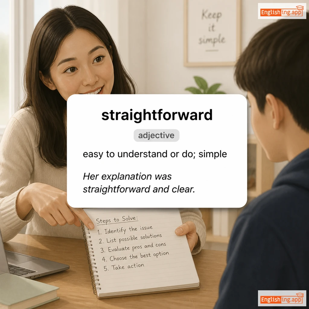 straightforward definition card — visual illustration of the meaning