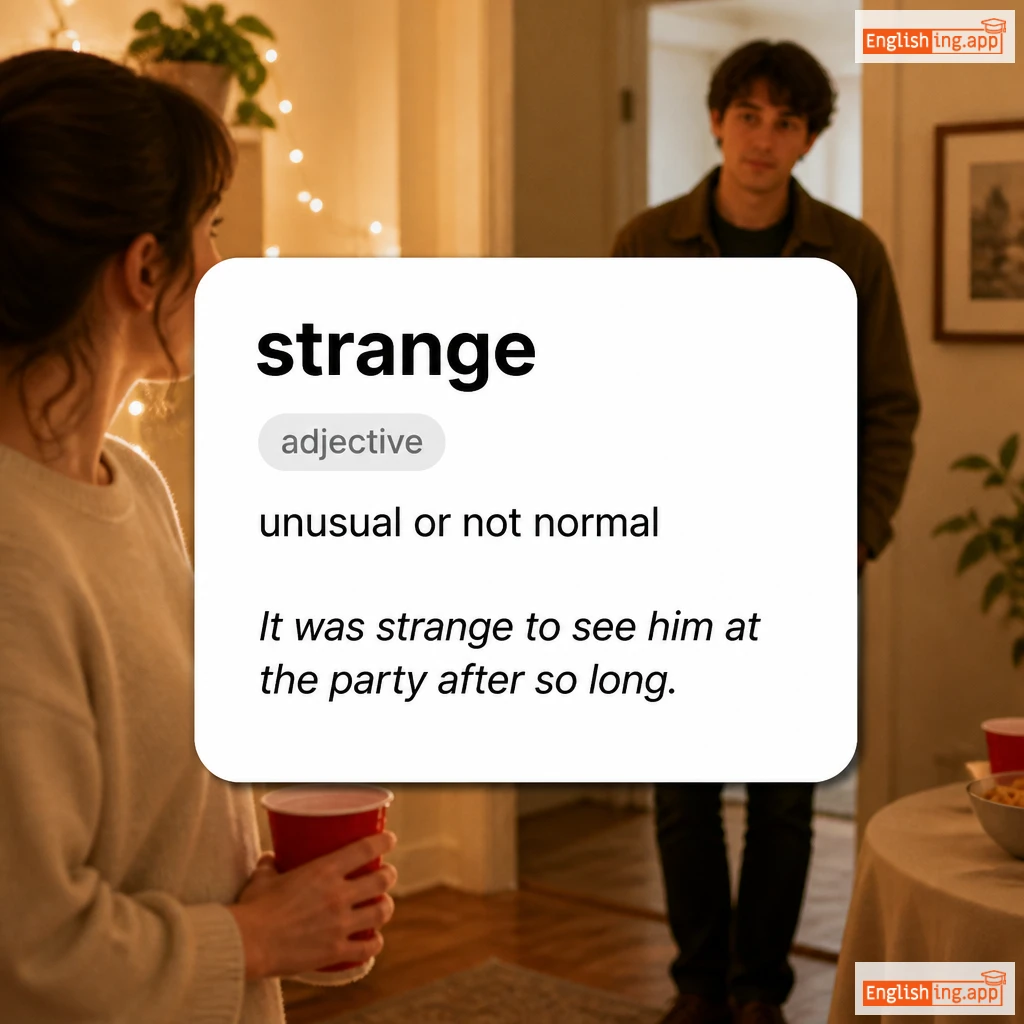 strange definition card — visual illustration of the meaning