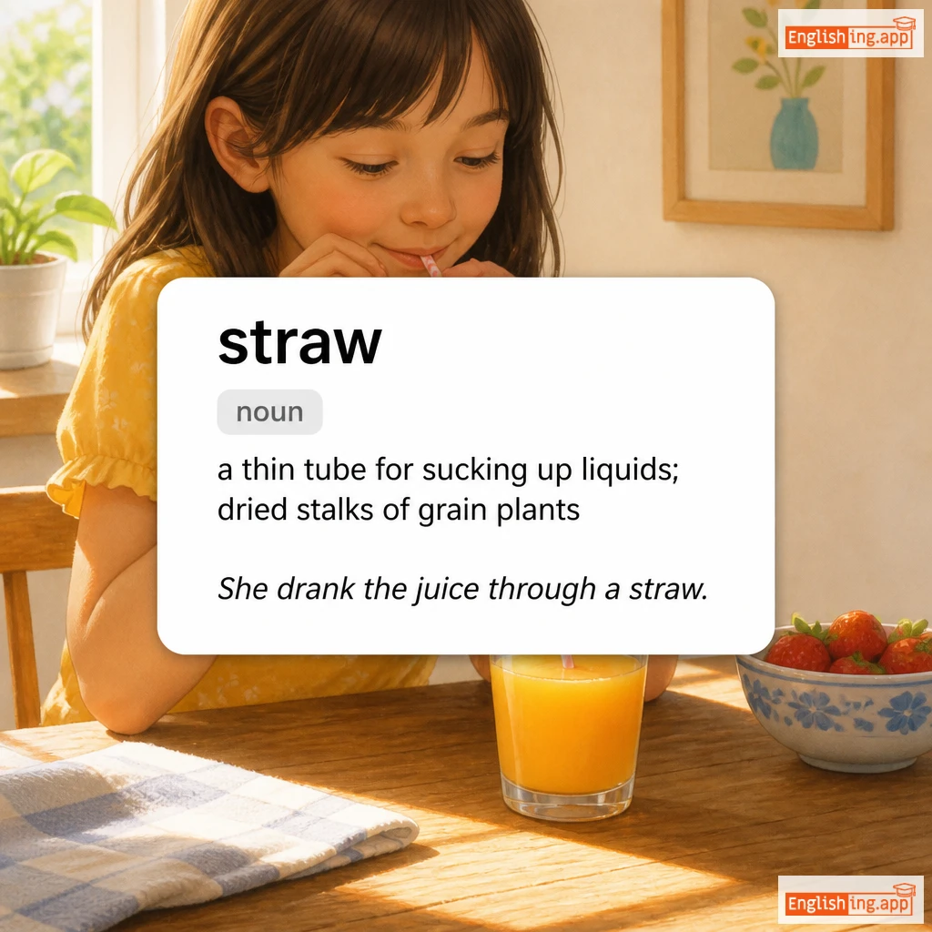 straw definition card — visual illustration of the meaning