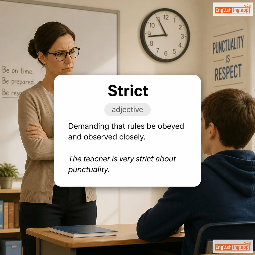 Strict definition card — visual illustration of the meaning