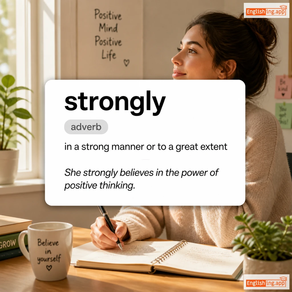 strongly definition card — visual illustration of the meaning