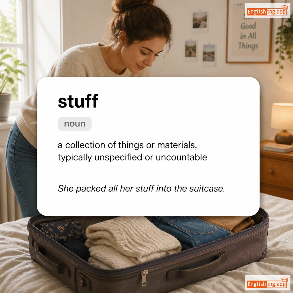 stuff definition card — visual illustration of the meaning
