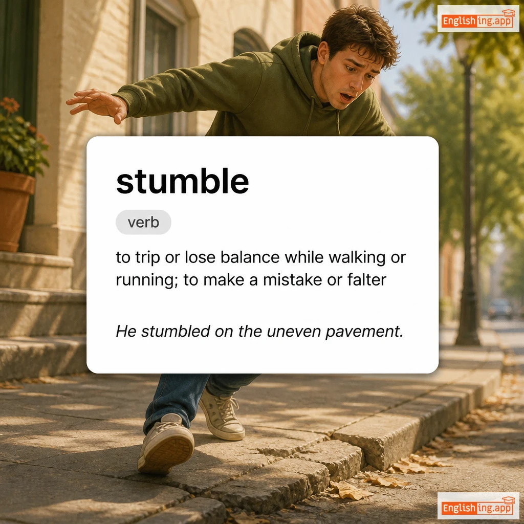 stumble definition card — visual illustration of the meaning