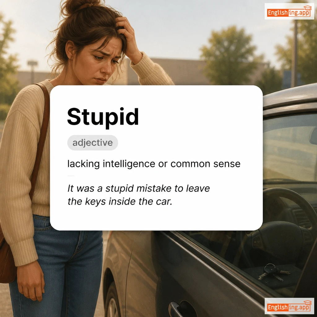 Stupid definition card — visual illustration of the meaning
