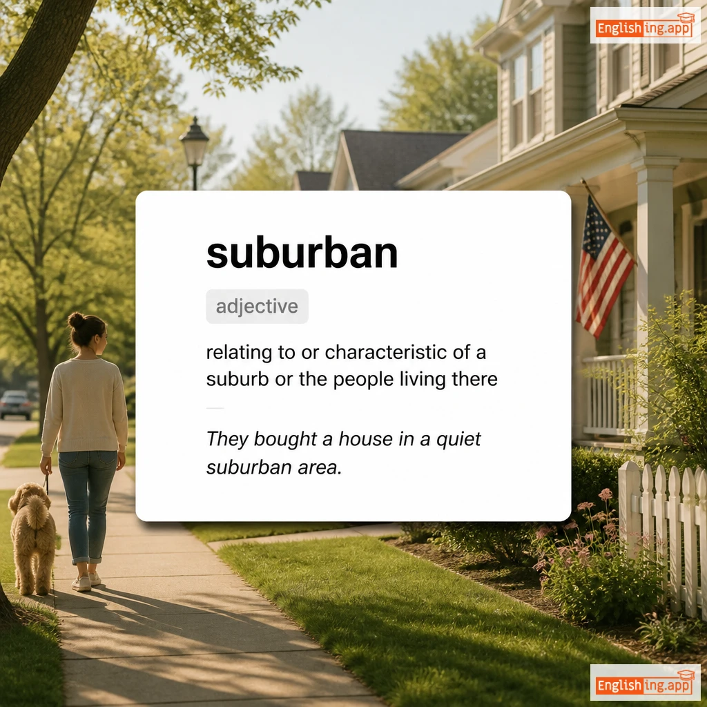 suburban definition card — visual illustration of the meaning
