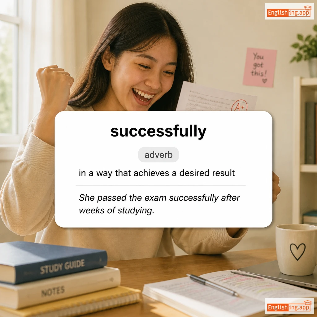 successfully definition card — visual illustration of the meaning