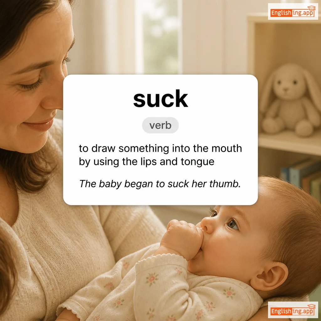 suck definition card — visual illustration of the meaning