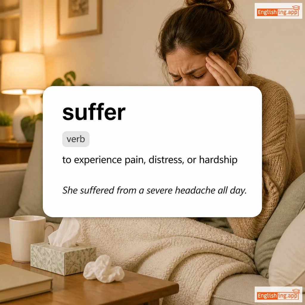 suffer definition card — visual illustration of the meaning