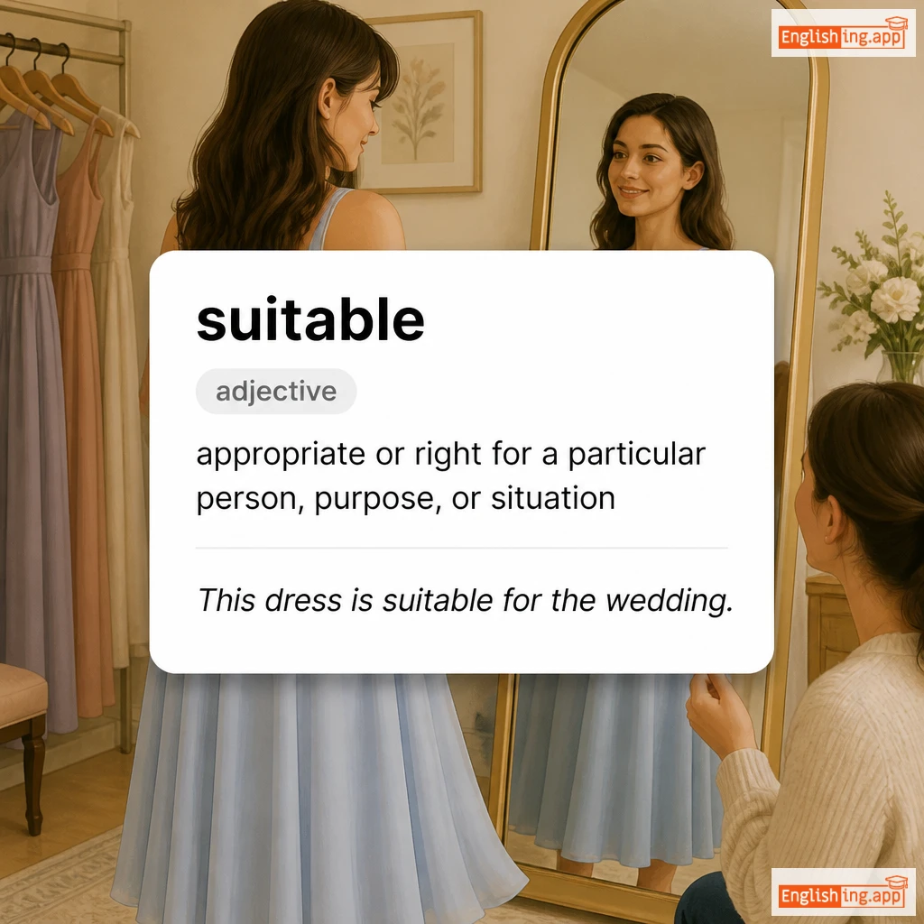suitable definition card — visual illustration of the meaning