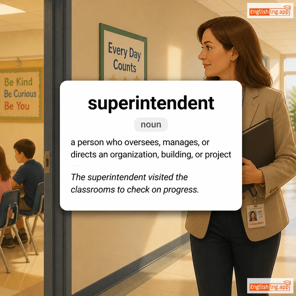 superintendent definition card — visual illustration of the meaning