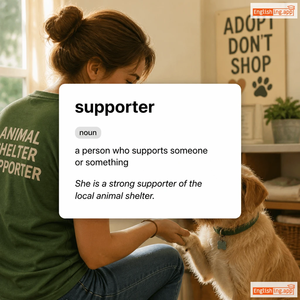 supporter definition card — visual illustration of the meaning