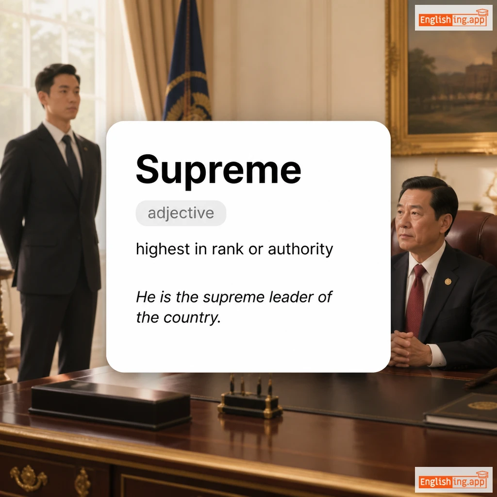 Supreme definition card — visual illustration of the meaning