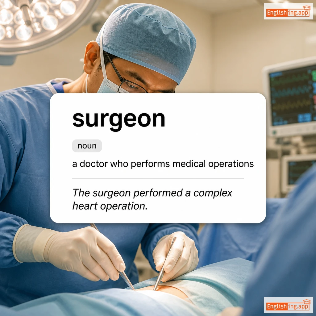 surgeon definition card — visual illustration of the meaning