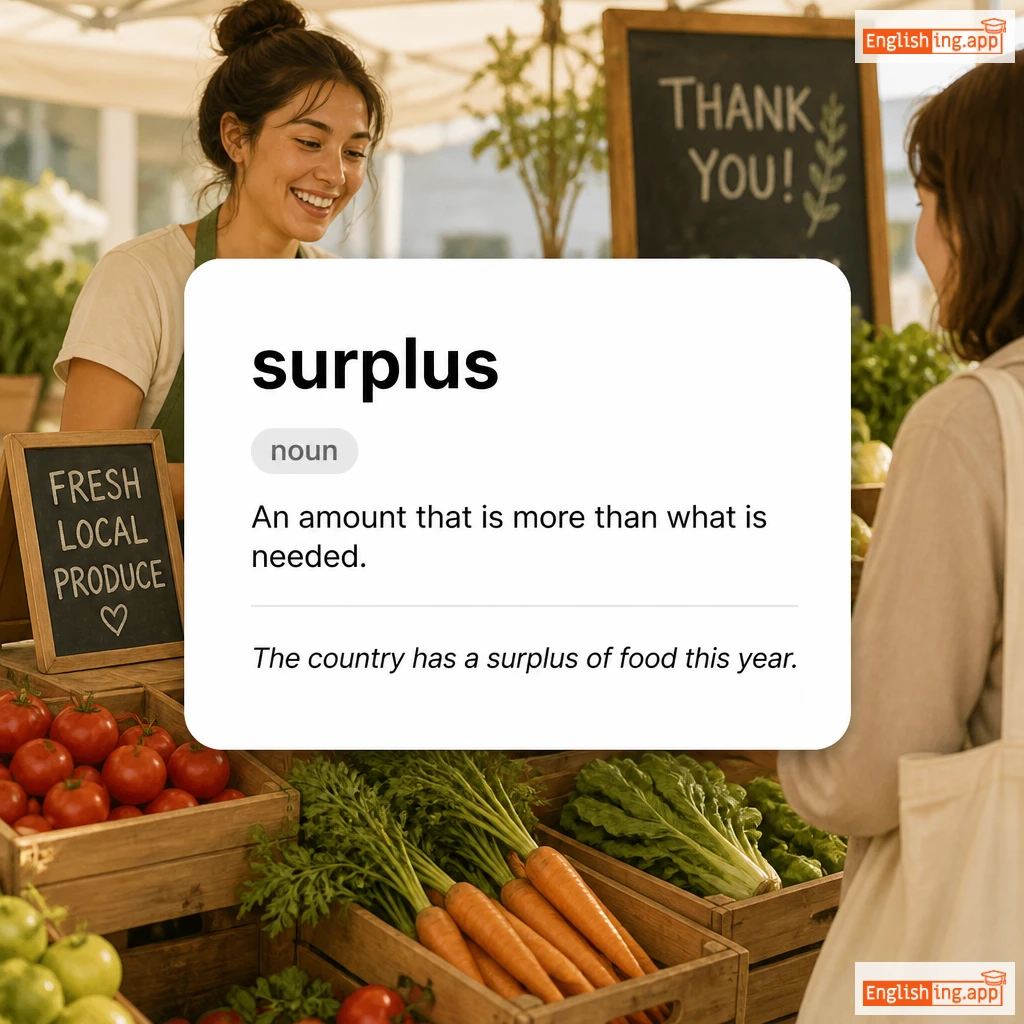 surplus definition card — visual illustration of the meaning