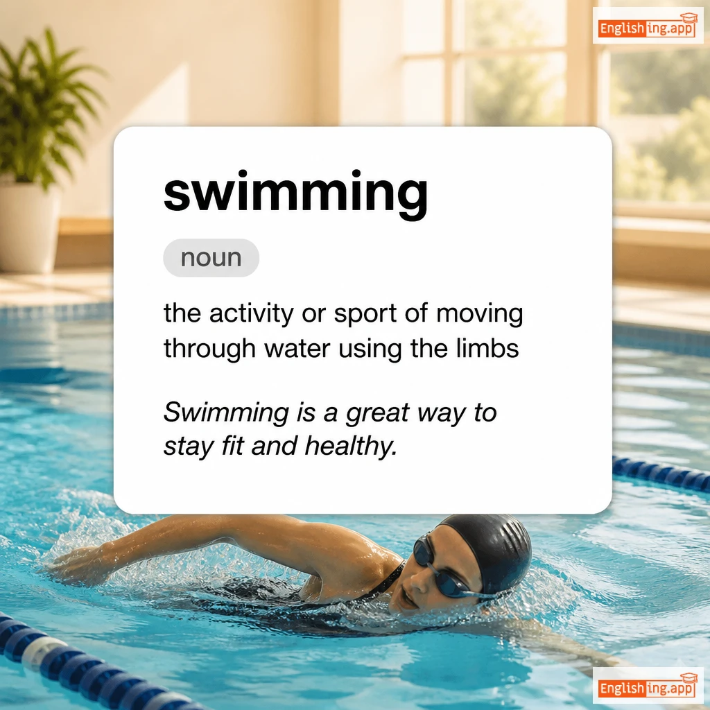swimming definition card — visual illustration of the meaning