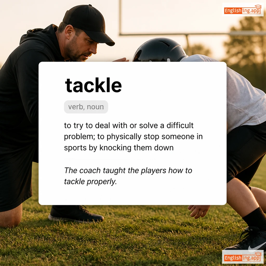 tackle definition card — visual illustration of the meaning