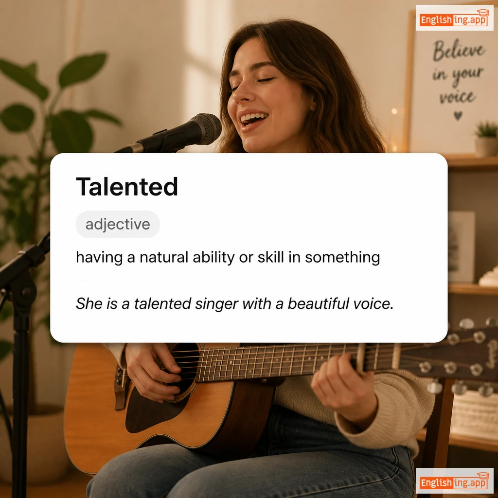 Talented definition card — visual illustration of the meaning