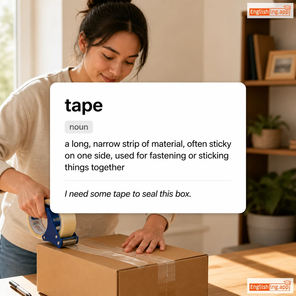 tape definition card — visual illustration of the meaning