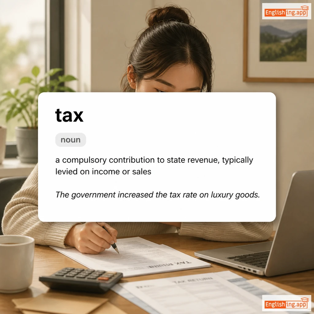 tax definition card — visual illustration of the meaning